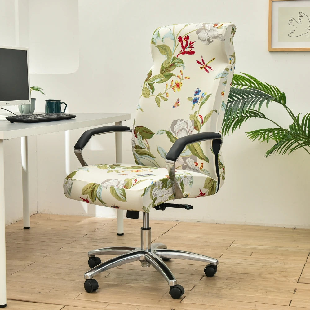 Elastic Rotating Office Chair Cover With Back Anti-dirty Computer Seat Case Spandex Gaming Chairs Slipcover for Armchair