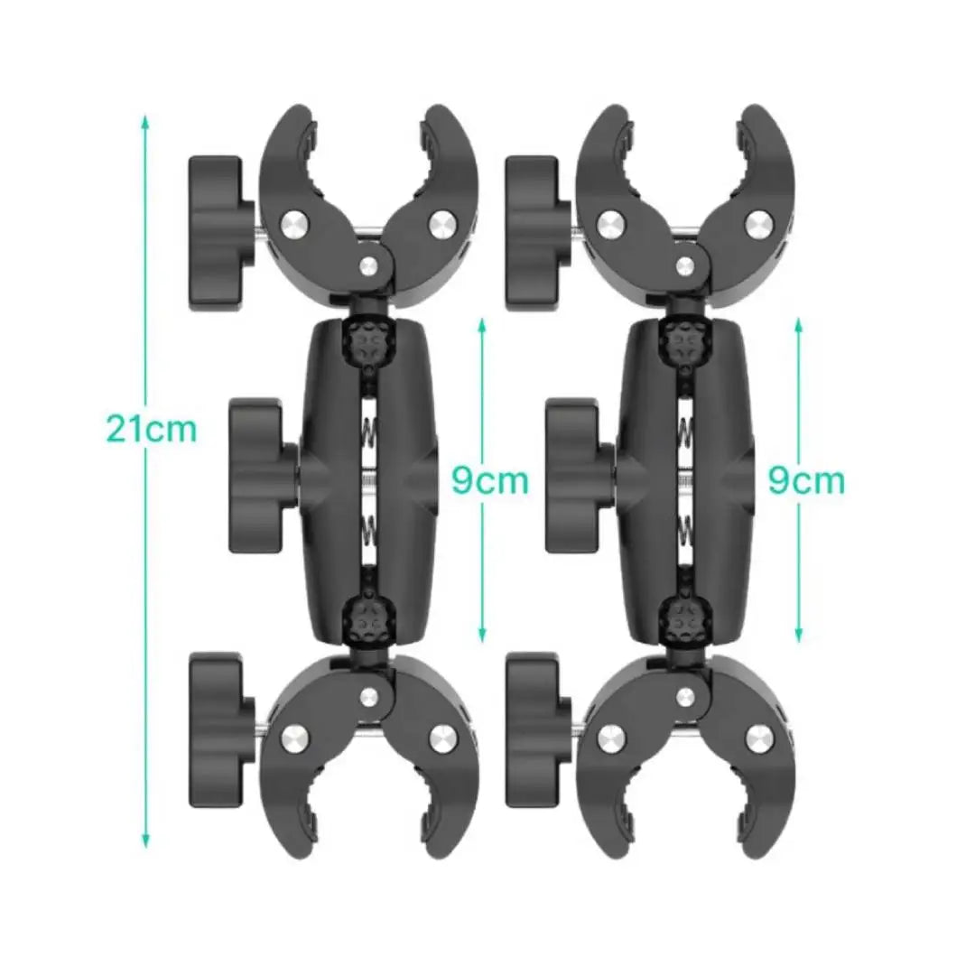 Double Head Clamp Kit For Insta360 One X2 X3 Motorcycle Bicycle Double Clip Bracket for GoPro 11 10 9 Action Camera Accessories