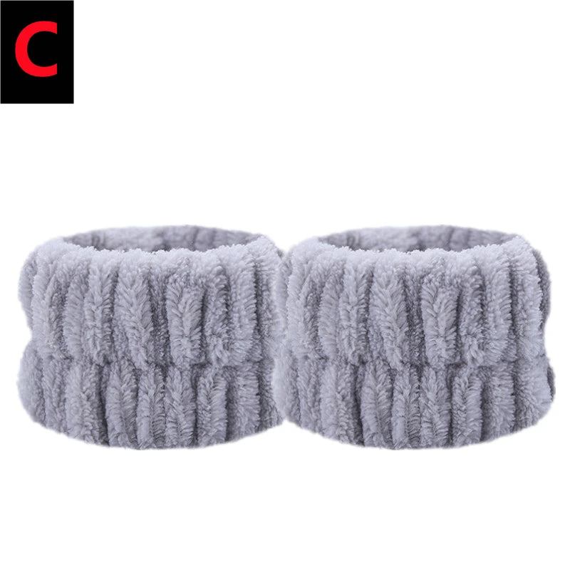 4/2PCS Wrist Washband Microfiber Wrist Wash Towel Band Wristband Scrunchies Wash Face Absorbent Wrist Sweatband Women Headband