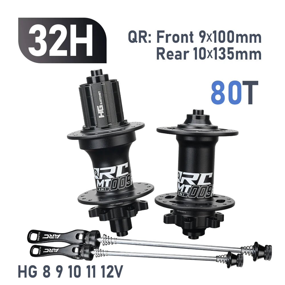 New ARC MT009 4 IN 1 Pro Front Rear Bicycle Hub Mountain MTB Bike Hub Sealed Bearing DT Ratchet 80T Bicycle Hubs 8-12Speed