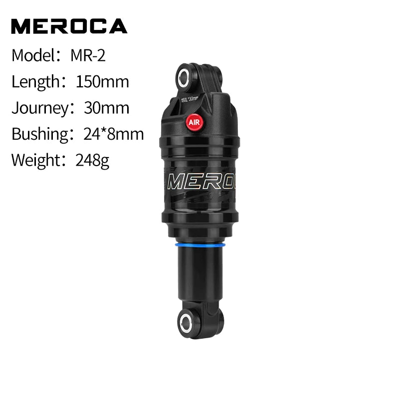 MEROCA Mtb Bike Air Shock Absorber 165mm 190mm Adjustable Air Pressure Aluminum Alloy Bicycle Mtb Air Shock Absorber