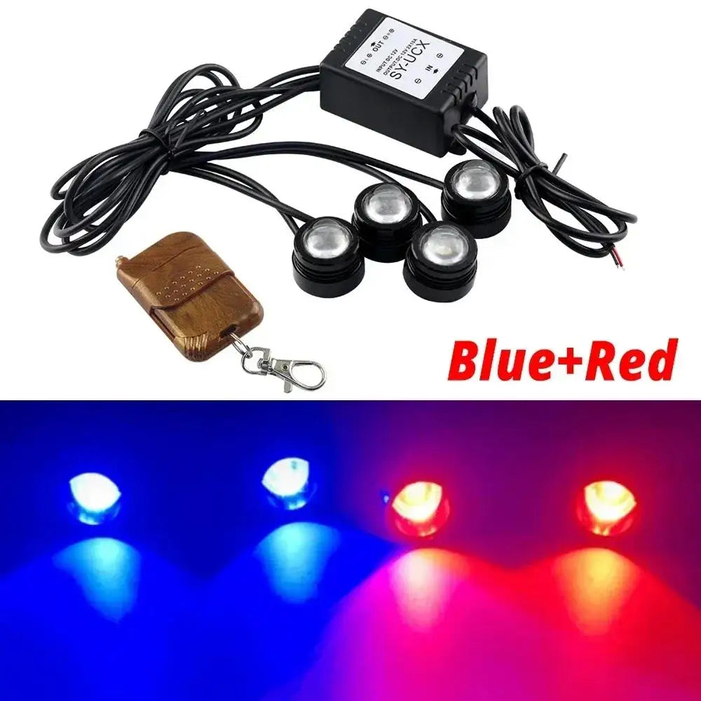 4 in 1 City Light Car LED Network Flash Wireless Remote Control Day Running DRL Eagle Eye One Tow Four 16 Mode Truck Motorcycle