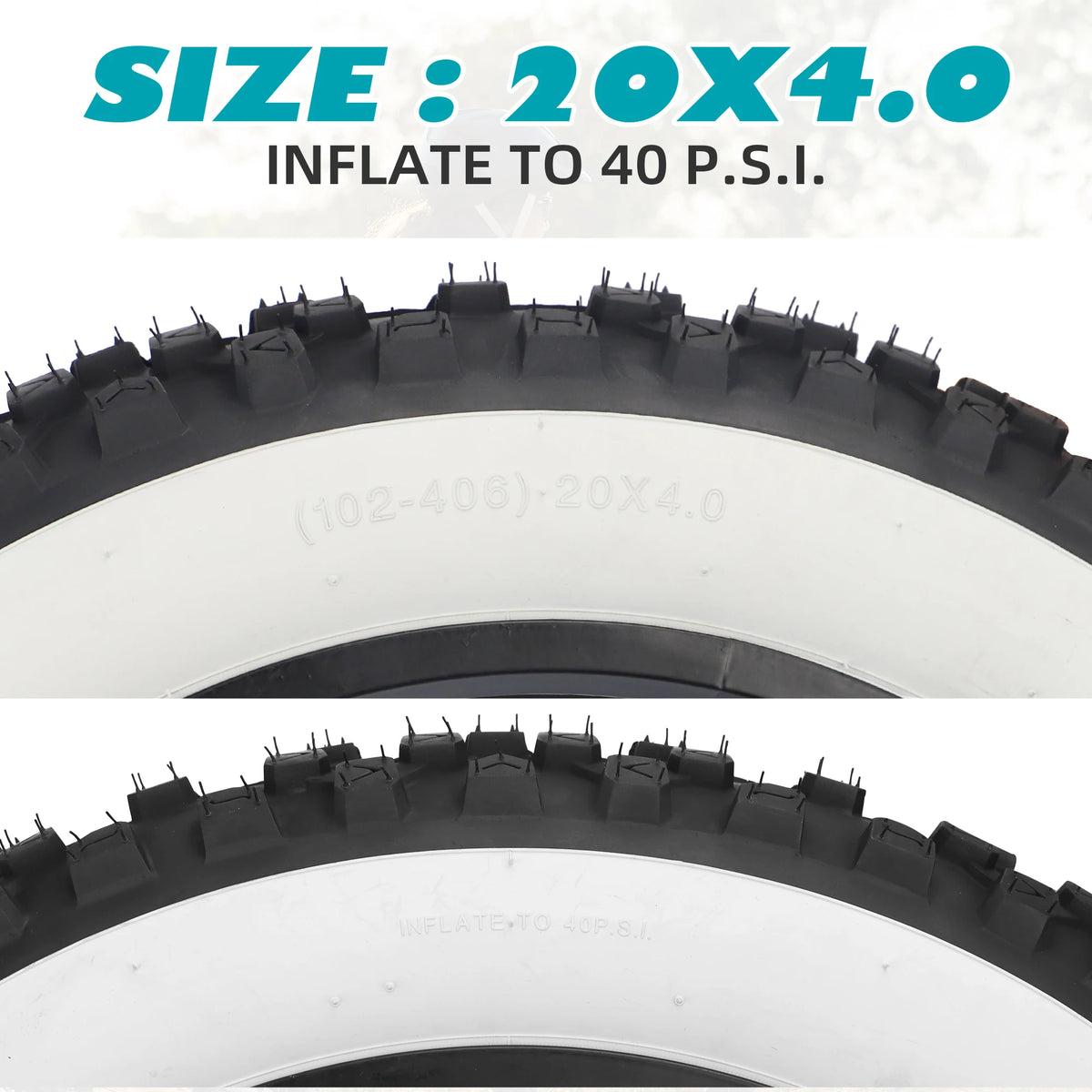 ZUKKA 2 Pack 20x4.0 inch Fat Bike Tire for Electric Bike Fat Bicycle Tire 4.0 inch Mountain Bike Tire