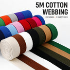 5Meters 1.3mm 20-50mm Cotton Webbings Tape for Bag Strap Backpack Label Ribbon Band Clothes Bias Binding DIY Sewing Accessories