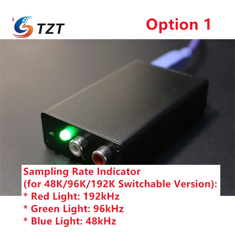 TZT A61 Analog to Digital Converter RCA to Optical & Coaxial Output ADC w/ 48KHz 96KHz & 192KHz Sample Rates