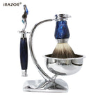 iRAZOR Royalblue 5-Layer Fusion Safety Razor Shaving Kit - Barber Tool Accessories Unique Father's Day Gift for Men