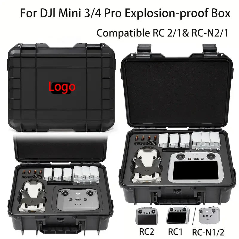 For DJI Mini 3/4Pro Case Mini 4 Pro Explosion Proof Case Mini 4 Pro Bag Portable Waterproof Box Hard Shell Large Capacity Case