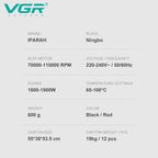 VGR High-Speed Hair Dryer V-401 110000 RPM Brushless Motor Hot/Cold EU Plug