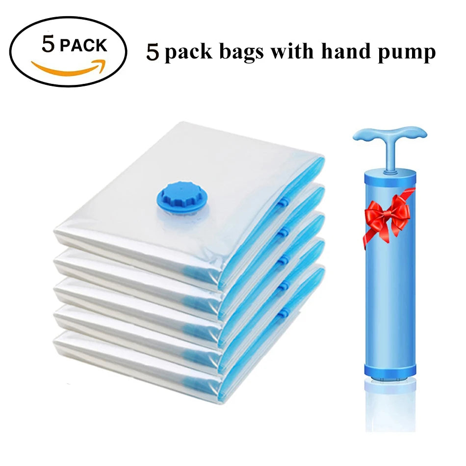 Vacuum Storage Bags for Clothes Compression, 3-10 Pack, 4 Sizes 60x40-80x100cm