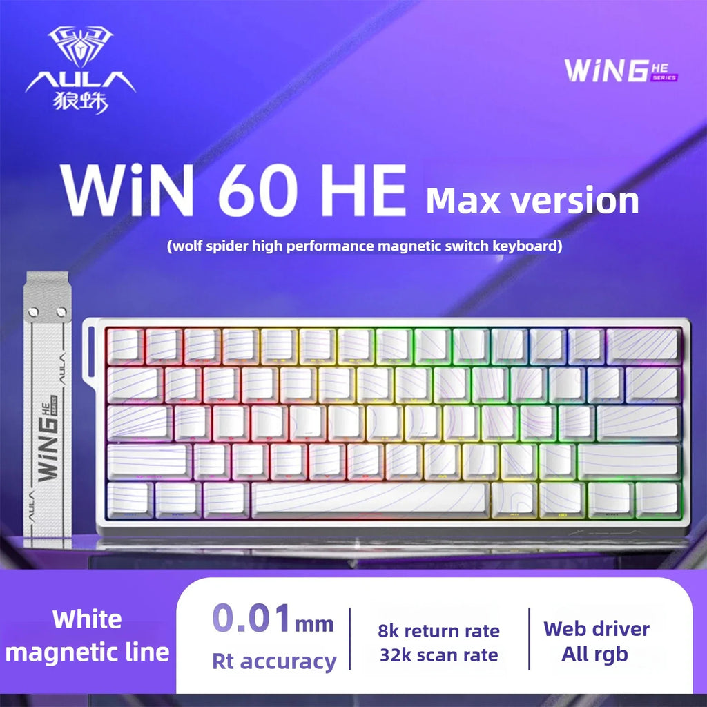 Aula Win60He Magnetic Switch Keyboard Wired Win 60 HE Mechanical Keyboard Esports Gamer Win68 Keyboards Custom Win60 He Gifts