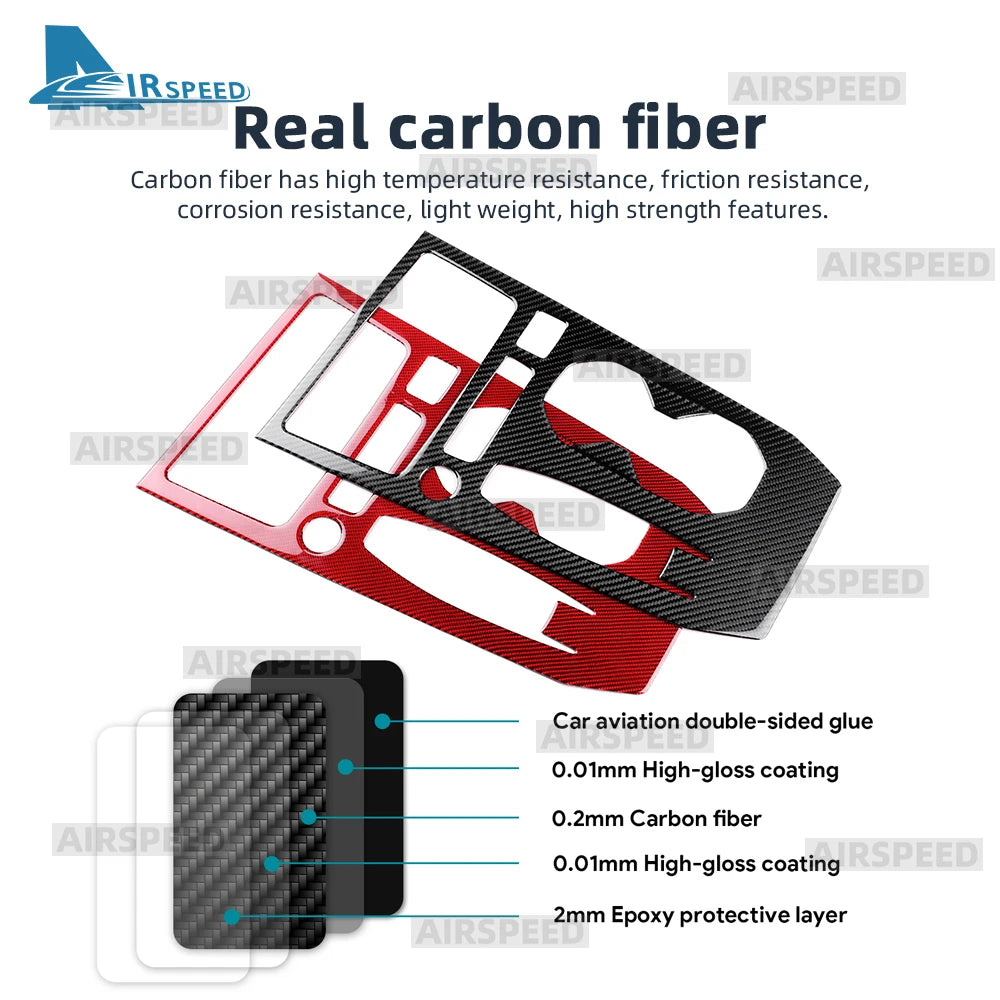 Real Soft Carbon Fiber Sticker for Audi A5 S5 B10 A6 e-tron 2025 2026 RHD LHD Automatic/AT Car Gear Shift Panel Accessories