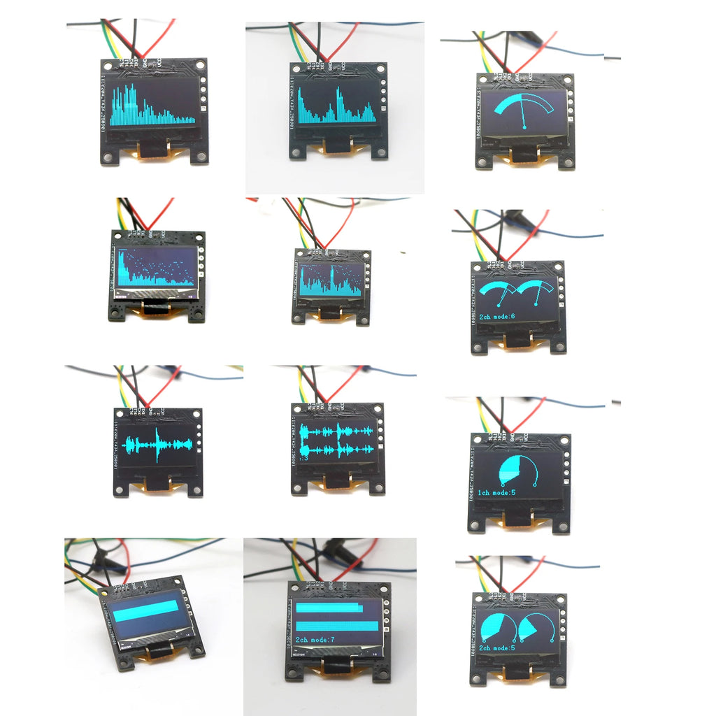 0.96" OLED Music Spectrum Display Analyzer Stereo Audio Atmosphere Light Power Amplifier Level Indicator Rhythm VU METER