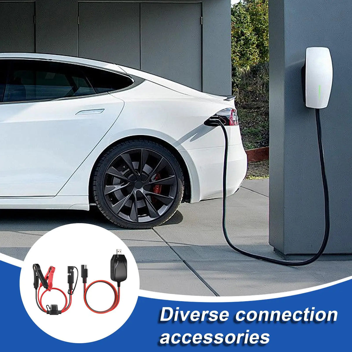12V Motorcycle Battery Charger Maintainer with USB Output, Portable for Car Marine Boat