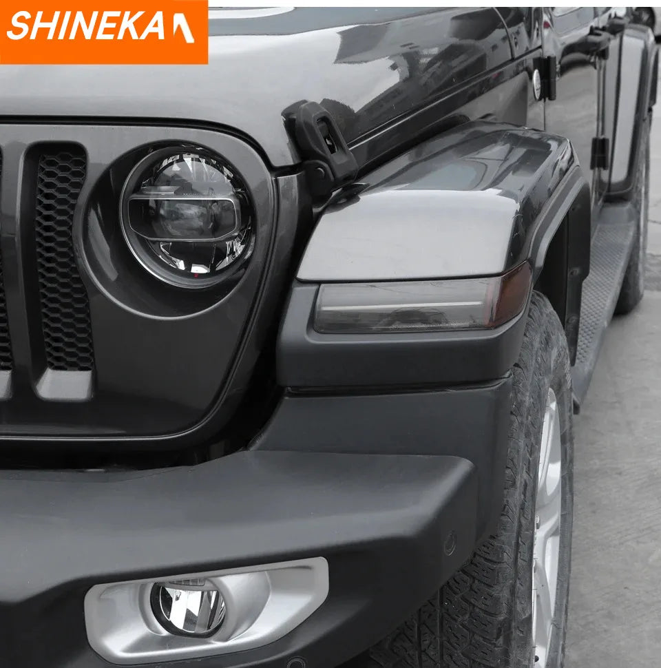 SHINEKA ABS Front Wheel Eyebrow Light Lamp Decoration Cover for Jeep Wrangler JL Gladiator JT 2018-2022 Exterior Accessories