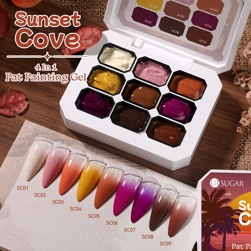 UR SUGAR 4-in-1 Painting Gel Nail Polish Set, 9 Colors, UV/LED Soak Off, 1pc