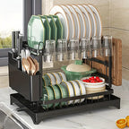 Pink Dish Drying Rack, Kitchen Storage Organiser for Plates & Bowls, Snap-On Design, No-Drill Install, Stylish Kitchen Accessory