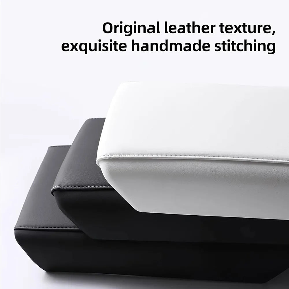 For 2025 2026 Tesla Model Y Juniper Model 3 Highland Leather Armrest Box Cover Car Center Console Lid Interior Accessories
