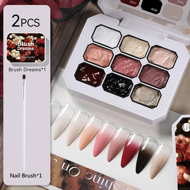 UR SUGAR 4-in-1 Painting Gel Nail Polish Set, 9 Colors, UV/LED Soak Off, 1pc