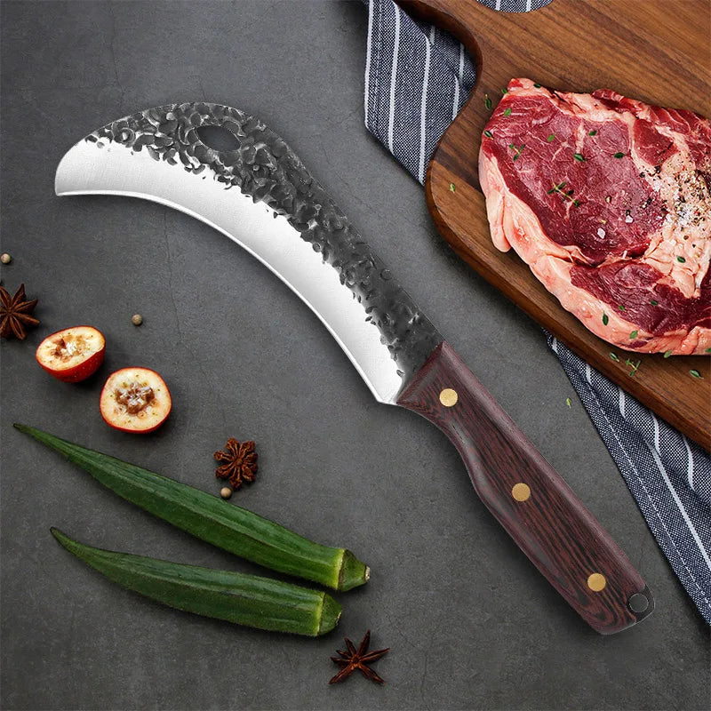 Hand Forged Blade Fruit Knife Banana Durian Knife Wood Handle Boning Butcher Pineapple Knife Household Barbecue Utility Knives