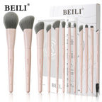 BEILI Vegan Professional Makeup Brush Set 12 Pcs Corn Bamboo Silk Angle Powder Foundation Eyeshadow Eyeliner Brushes Cosmetics