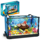 Idea Fish Tank Building Block Set with Light，Aquarium, Marine Life, Jellyfish And Turtle Ecological Tank, Toys For Boys And Girl