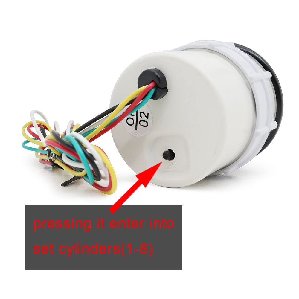 2“52mm Smoke Lens Auto Tachometer White LED 0-8000 RPM Meter Car Gauge 1-8 Cylinders