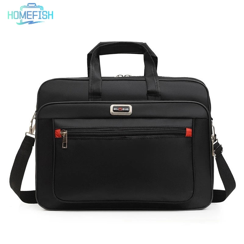 HOMEFISH Men Large Capacity Business Briefcase Portable Versatile Shoulder Bag Multiple Pockets Handbag for Business & Casual