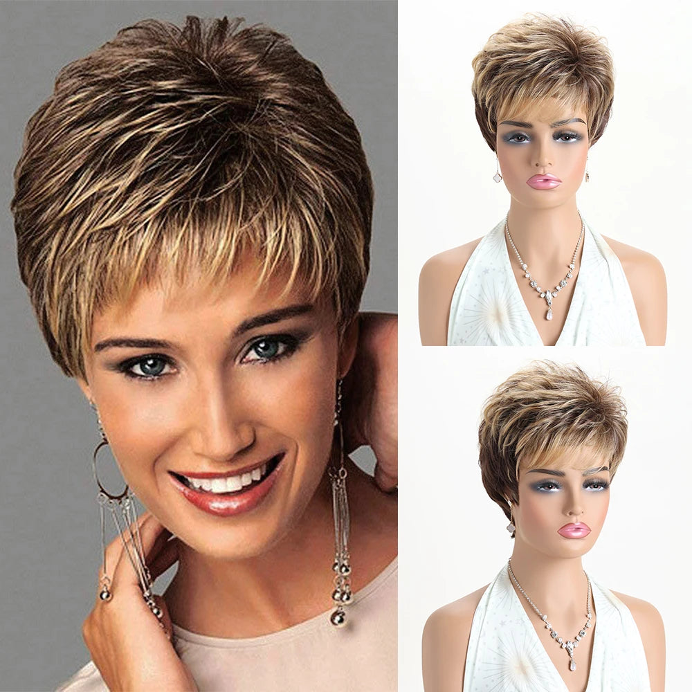 10 Inch Natural Synthetic Wigs for Women Short curly  Wig Daily Party Heat Resistant Hair