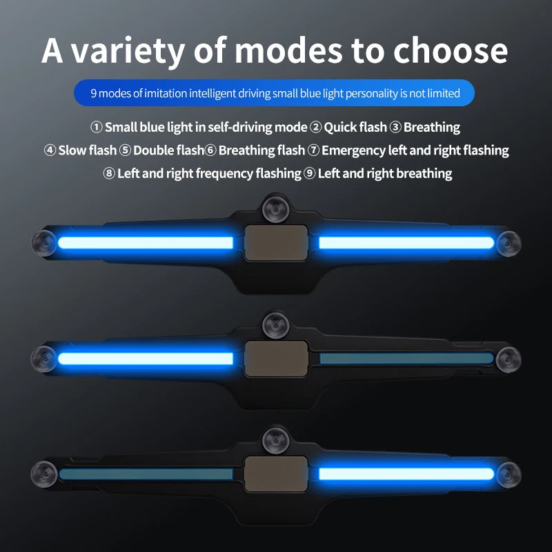 Solar Powered Car Interior Warning Light Blue LED Ambient Atmosphere Light 1pc