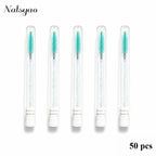 50pcs Lash Brush Mascara Wands with Tube Containers, Crystal Handle Spoolies - Red