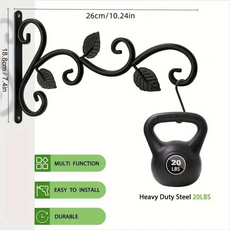 2pcs Rustic Wrought Iron Wall Bracket Plant Hooks, Metal Hangers For Hanging Indoor Outdoor Plants, Flower Pots, Bird Feeders,