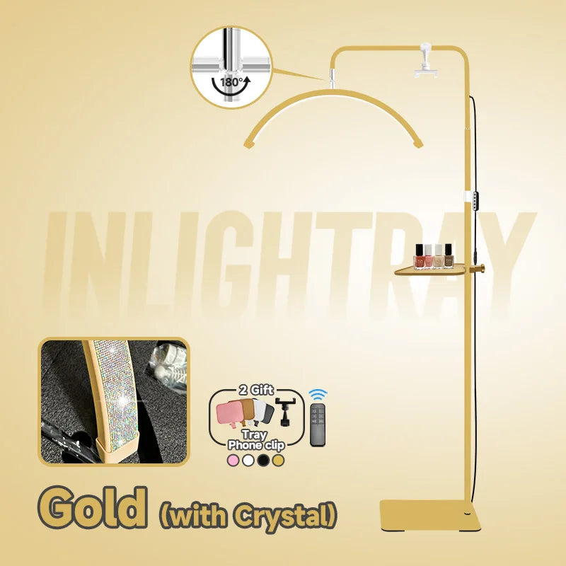 Free LOGO Rotatable Lashes Lamps Half Moon Light Led Moon Lamp Photography Fill Light for Lashes Extension Beauty Floor Lamps