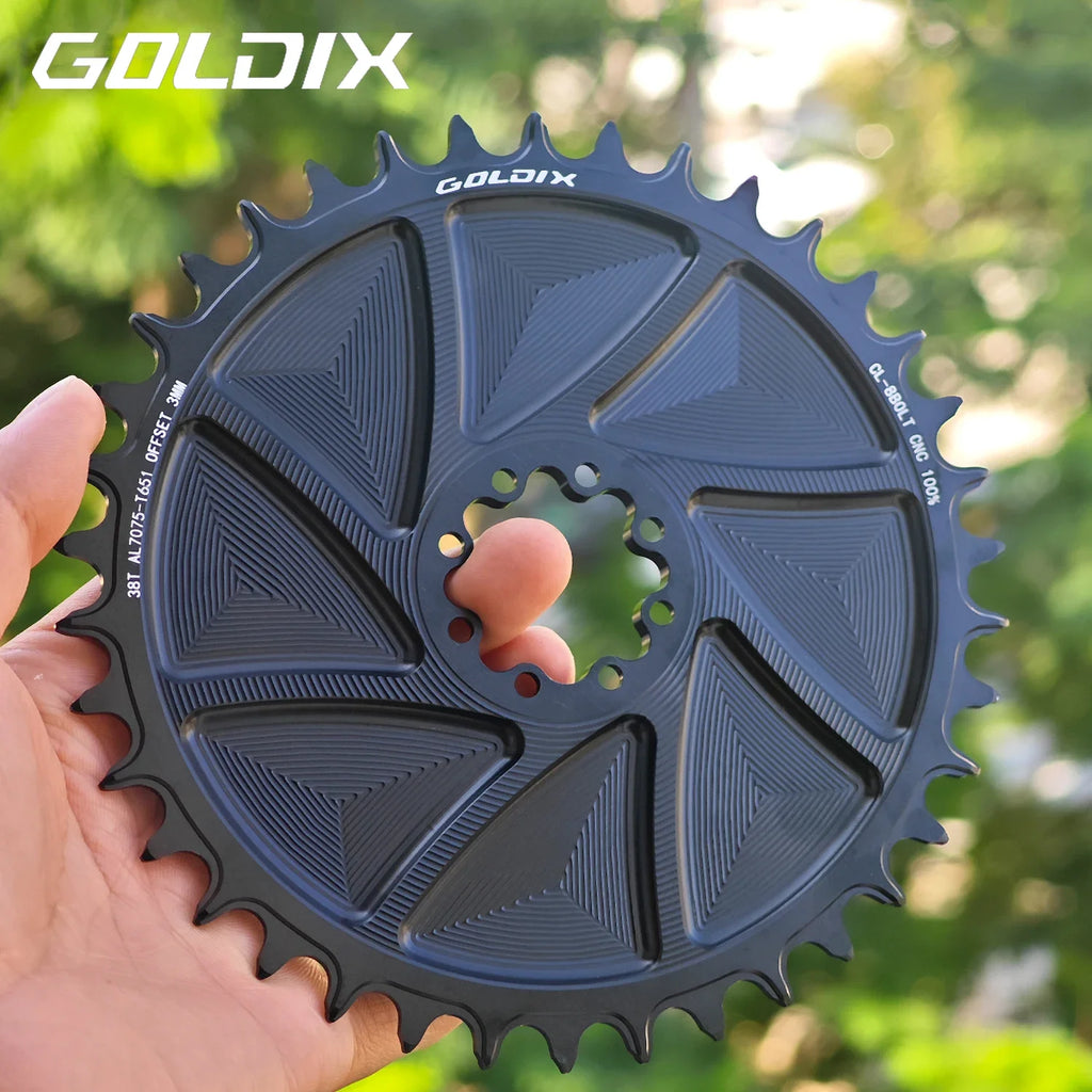 GOLDIX 8-Bolt Bicycle Chainring Wide and Narrow Teeth AERO Chainring CNC Hollow Cutting Machining for SRAM 8Bolt Crankset