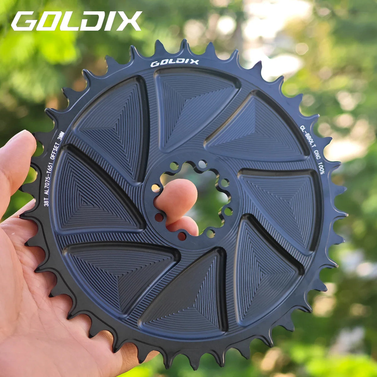 GOLDIX 8-Bolt Bicycle Chainring Wide and Narrow Teeth AERO Chainring CNC Hollow Cutting Machining for SRAM 8Bolt Crankset