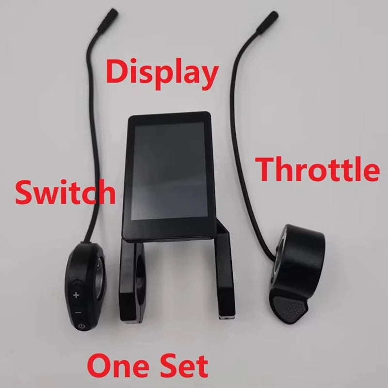 48V Electric Scooter LCD Dashboard Display Meter with Switch Throttle, Black