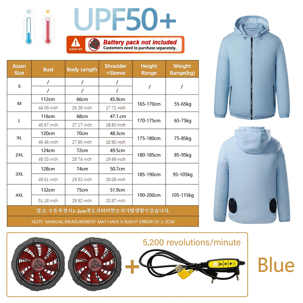 Outdoor air conditioning clothing - Men's summer lightweight model wearable electric fan cooling and heat protection jacket - Fi
