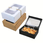 5/10pcs, New Large Kraft Paper Box, Cookie Candy Cake Gift Box, PVC Transparent Window Birthday Christmas Gift, Party Supplies