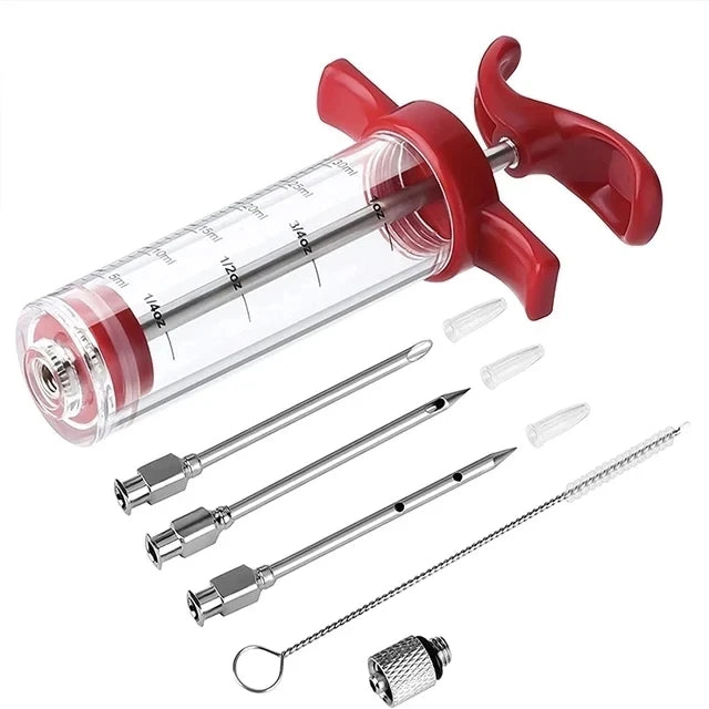 Meat Syringe Marinade Injector Flavor Needle BBQ Pork Steak Meat Sauces Syringes With 3 Stainless Steel Needles Kitchen Tools