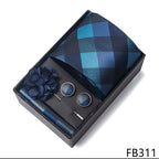 New Designer Blue Red Green Paisley Ties For Men Wedding Party Neck Tie Luxury Tie Pocket Square Cufllink Brooch Set