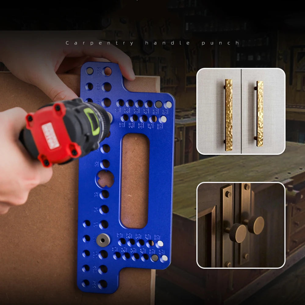 Woodworking Wood Door Handle Locator Puncher for Wardrobe Door Cabinet Positioner Drill Guide Sleeve Aluminum Alloy Pocket Jig