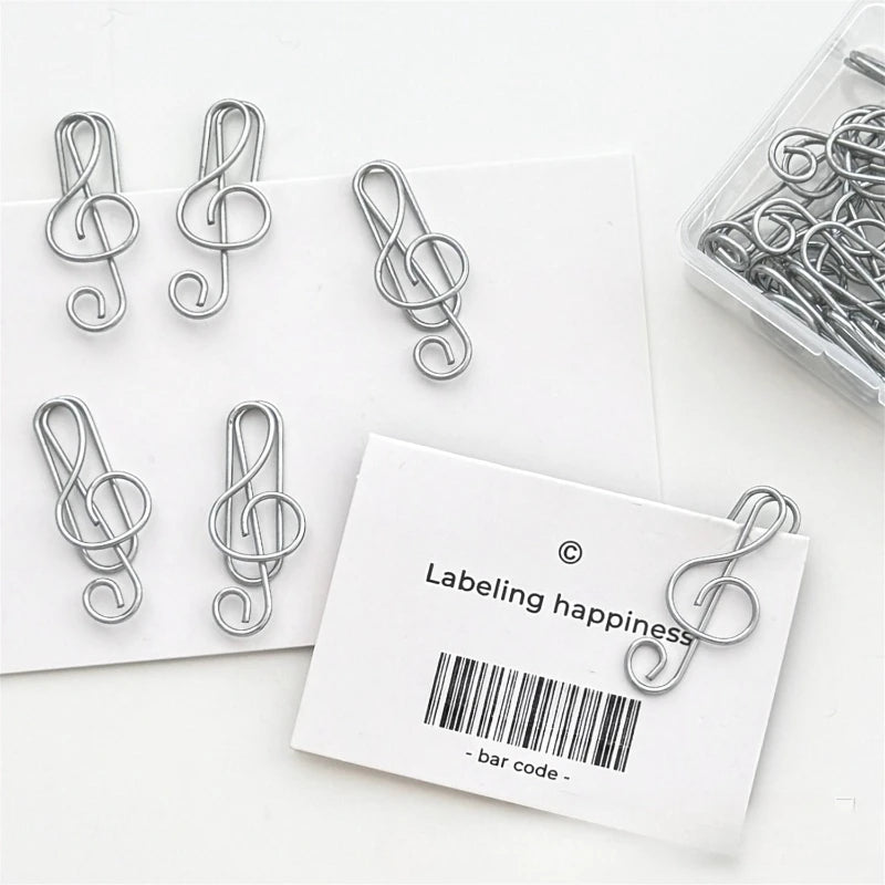 10Pcs Korean INS-style Silver Musical Note Paperclips Girls' Notebook Index Bookmark Memo Photo Decorative Clips File Binder