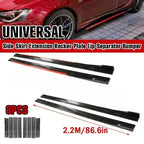 Universal Side Skirt Extension Lip Kit 2.18m Pair 8pcs Gloss Black or Reddish Black