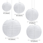 30Pcs/set White Paper Lanterns Chinese Hanging Round Lantern Lamp for Wedding Anniversary Birthday Party Decoration Christmas