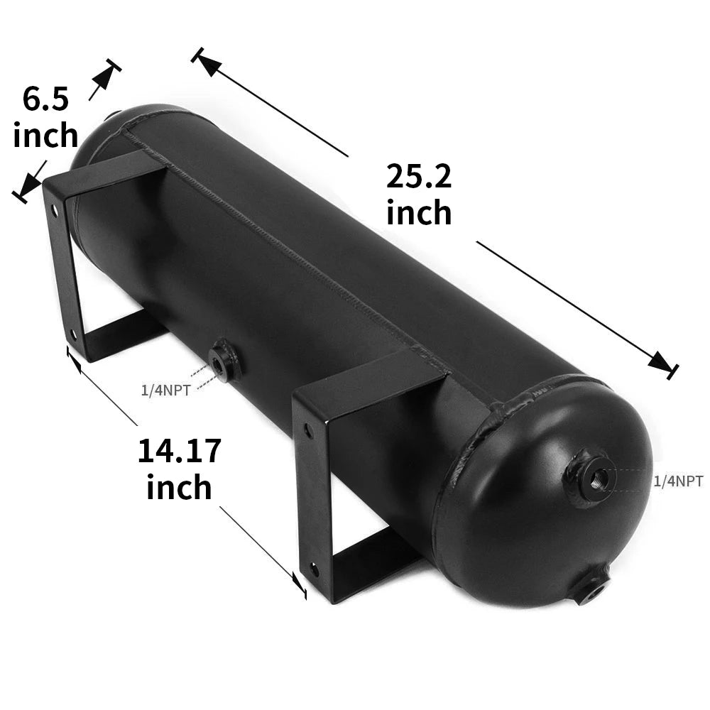 3/4/5 Gallon Aluminum Air Cylinder Air Tank Pneumatic Air Suspension System Tunning Vehicle Parts 1/4 NPT Holes