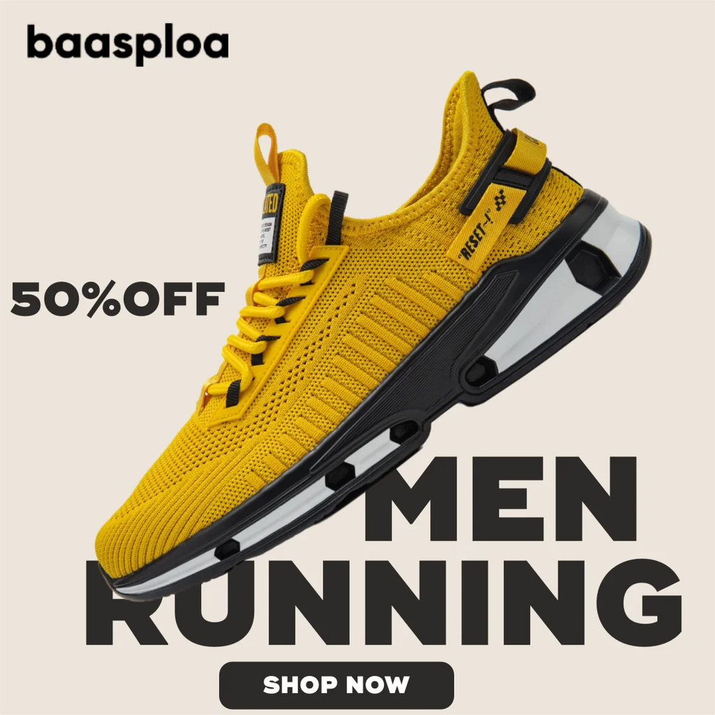 Baasploa Men Running Shoes Brand Mesh Breathable Classic Sport Sneakers Male Comfortable Non-slip Casual Walking Shoes