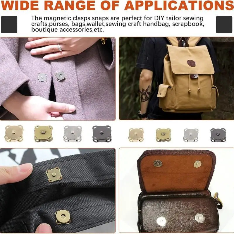 20-2PCS Metal Snap Magnet Button Magnetic Fastener Clasp Closure Buckle for Clothes Bag DIY Craft Sewing Accessories 14mm 18mm