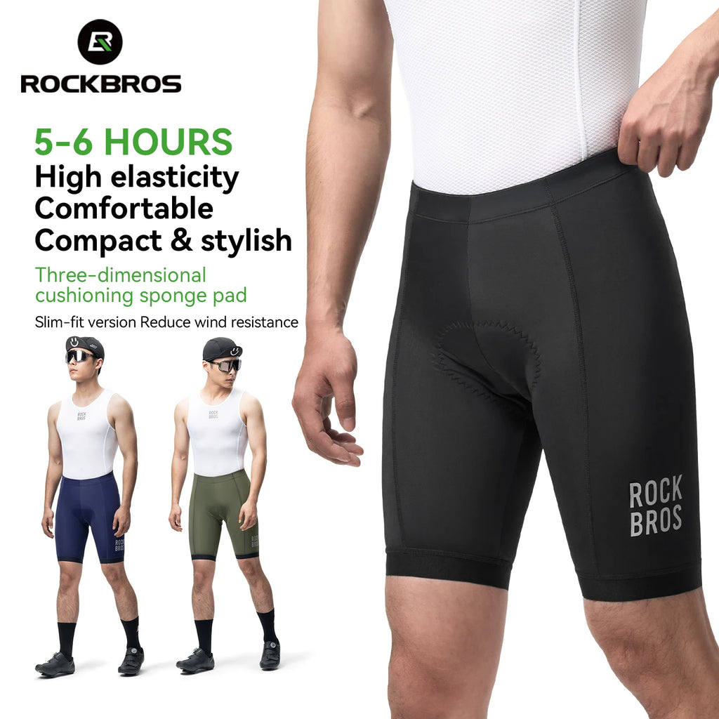 ROCKBROS Summer Cycling Shorts Lightweight Elastic Qucik Dry Breathable With Soft Sponge Pad Shock Absorption Men Cycling Shorts