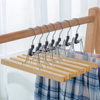 5/10pcs Wooden Pants Hanger Multifunctional Solid Wood Non-Slip Clothes Drying Rack For Jeans Skirts Slacks,Clamp Hangers