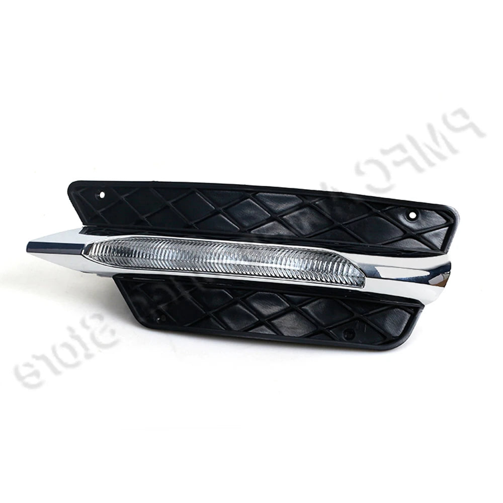 PMFC Front Bumper Grilles Molding LED Fog Light Daytime Running Light Fog Lamp For Mercedes-Benz W204 C-Class 2012 2013 2014