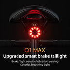 ROCKBROS Smart Bicycle Taillight Type-C Charging Auto Brake Sensing LED Rear Light Aluminum Alloy Bike Lamp Accessories Q1MAX